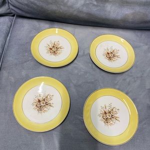 Yellow With Flowers saucer plates Cunningham & Pickett Inc Alliance Ohio Sunglow